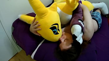 Making Out With Life-sized Renamon Plush