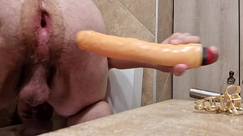 Gay Boy Gapes From Huge Dildo