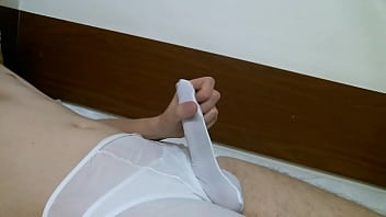 Wanking And Cum-tru My White Panties With Cocksock