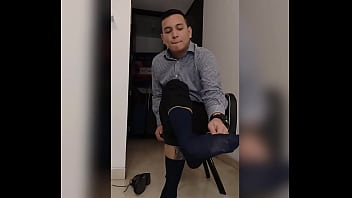 Colombian Shows Her Sheer Stockings After Work, For Worship