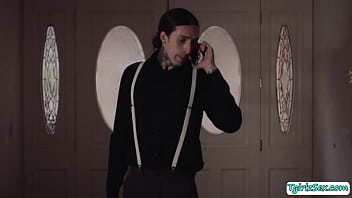 Busty Shemale Lets Boyfriend Fuck Her Ass