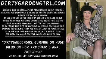 Dirtygardengirl Jumping On Huge Dildo On Her Armchair _ Anal Prolapse