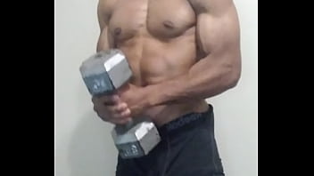 Workout At Work While Waiting To Empty Huge Truck Getting Oiled Up And Sweaty