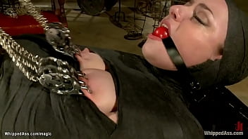 Wrapped Lesbian Caned And Ass Fucked