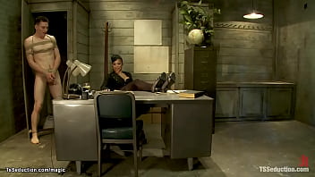 Shemale Guard Fucks Bound Inmate