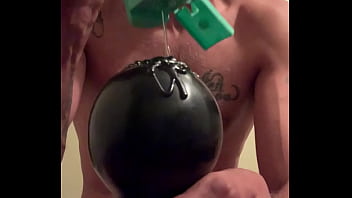 30yo Guy Sitting On Huge Round Butt Plug