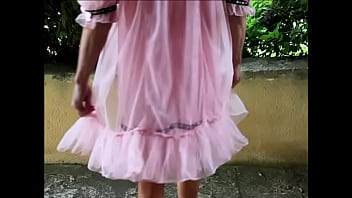 Chiffon In A Pink Peignoir Set