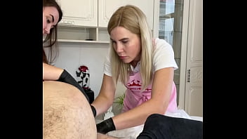 During A Shaving Lesson, A Client Cumshot On My Student