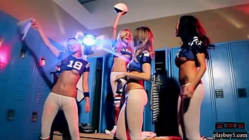 Cheerleaders With Big Boobs Get Naked Together In A Lockerroom With Playboy
