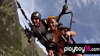 Badass Blondies Bianca Diamond And Kitty Stripping To Try Nude Paragliding