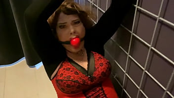 Dizzy Chained! - Tranny-bondage-gagged-handcuffs-bound-crossdresser-tgirl-chained-transgender-humiliated-cu