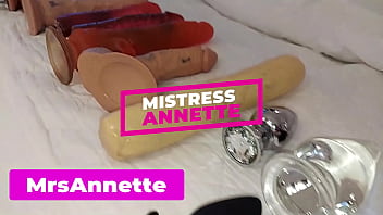 Mistress Testing Her New Toys On Her Bottom Husband Anal Fucking With Strapon Fisting