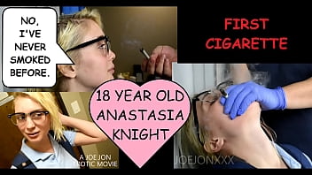 18 Year Old Student Anastasia Knight Cigarette For The First Time With Her Math Teacher _no, I_ve Never D Before._ Coughs When Her Virgin Lungs Inhale