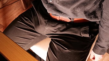 Horny At Work! Flashing Cock Under The Table