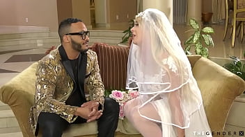 Blonde Tgirl Sucked Off And Breeded In Interracial Duo