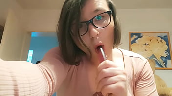 Teen Amateur Tranny Anallisa Alone At Home - She Sucks Dildo, Lick Her Cum And Fucks Her Pussy With While Looking Cut...
