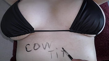 Hairy Bbw Girl In A Lewd Bikini Get Covered In A Dirty Body Writings Like In Hentai! - Milky Mari