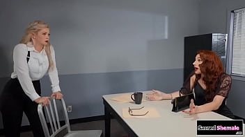 Trans Thief Ariel Demure Barebacked By An Officer In A 3some