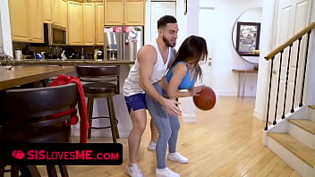 Sislovesme - Sexy Brunette Babe With Juicy Ass Asks Her Horny Stepbro To Help Her Play Basketball