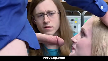 Scared Teen Agrees To Suck Mall Officer' Dick In Front Of Her Boyfriend