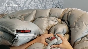 Downfreak Has A Down Jacket Fetish. He Humps Satin Pillows And Down Comforter.