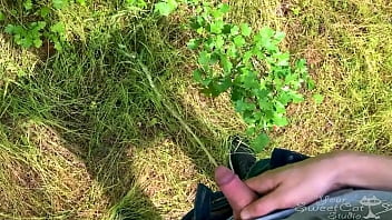 Young Guy In The Woods Alone Takes Out His Dick To Pee