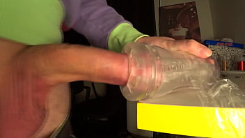 Very Strong Cumshot In A Narrow Rubber Vagina