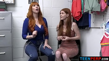 Redhead Step Mom And Daughter Caught Stealing And Detained In Security Office
