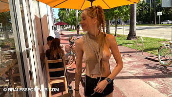 Shan Enjoys A Coffee With Her Boobs Exposed