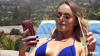 Horny Blonde Invites The Pool Man In To Suck His Big Black Cock