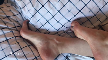 In Bed With My Bare Feet And Fresh Blue Pedicure Mianyx Foot Fetish And Toes Tease
