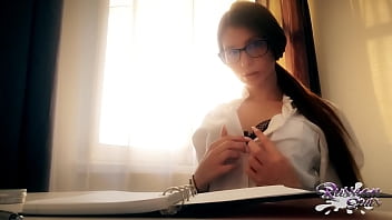 Passionate Secretary With Gorgeous Tits Uses Her Vibrator In Reception Room