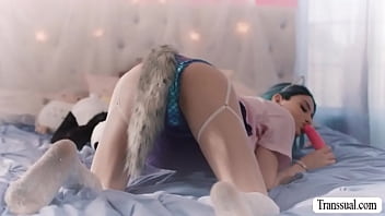 Horny Trans Babe Toyed And Barebacked