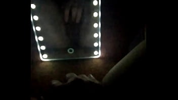 Playing With My Hairy Pussy In Front Of Mirror In The Dark