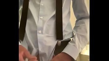 Twink Boy Jerking Off In Blue Shirt And Suspenders