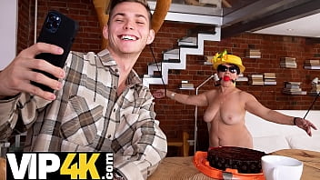 Shame4k. Mature Birthday Girl In Stockings Fucked On The White Couch