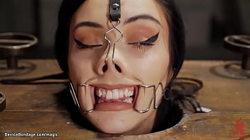 Slim Bound Brunette Fucked With Dildo