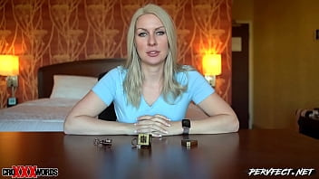 Blonde Bimbo Plays With Puzzles While Cumming.