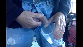 Uncut Cock Pissing In A Glass