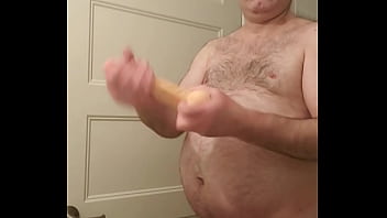 Nude Martin Lavallée Lubricates, Kisses And Engulfs His Big 8 Inch Dildo