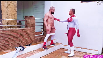 Omniman Gets A Delivery From A Spandex Clad Muscle Man