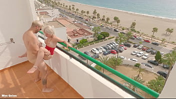 Sex On The Balcony Beach View - Outdoor Blowjob Cum On Tits - european, blonde, sexy, pornstar, blowjob, handjob, gagging, deep-throat, public, pussy-fucking, dre - Video 1504103