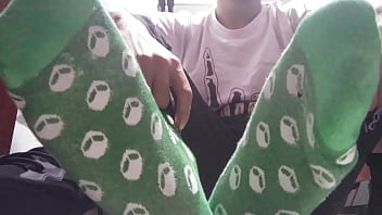 Long Green Socks And Sweaty Feet In Your Face