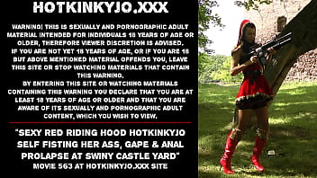 Sexy Red Riding Hood Hotkinkyjo Self Fisting Her Ass, Gape _ Anal Prolapse At Swiny Castle Yard