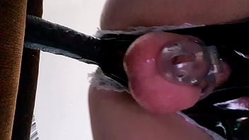 Caged Sissy Takes The Dildo