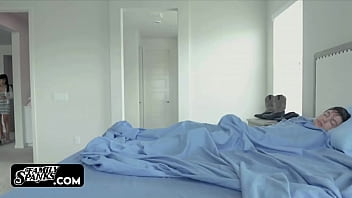 Tries To Wake Up Her Step Brother But Got Fucked Inmediatly