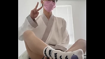 Asian Hanfu Sissy Femboy Twink White Socks Kneeling Anal And Huge Cumshot