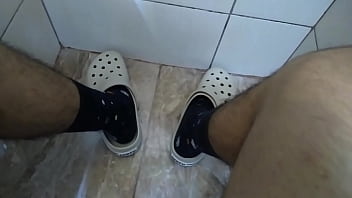 Blue Socks And Dirty Feet After Work