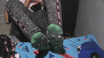 Taking A Rest With My Barefeet And Sweaty Green Socks At Night