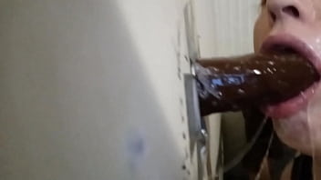 Glory Hole Role Play With Big Black Dildos